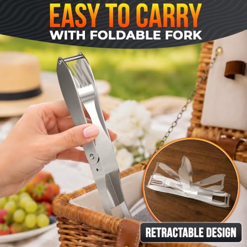 Image of 2-in-1 Watermelon Cutter Slicer Tool, Watermelon Fork, 304 Steel | Fruit Cutter Tool that Cube Mango, Cantaloupe & Dragon Fruit for Parties, Picnics & Summer Salads by Dual-Sided Blades