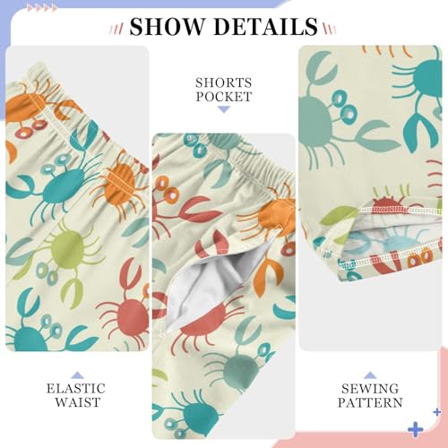 ZZXXB Colorful Crab Boys Long Pants Soft Trousers Elastic Waist Kids Lounge Bottoms with Pockets S-XL4
