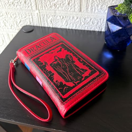 Image of Things2Die4 Women's Bifold Wallet Dracula Gothic Book Wristlet, Red 7 Inch