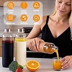 18 oz Glass Juice Bottles with Lids and Silicone Sleeve, 6 Pack Reusable Clear Glass Water Bottles with Stainless Steel Cap for Juicing, Refrigerator,100% Leak Proof, BPA Free Drinking Bottle - Image 3