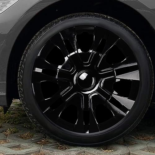 Image of Black Hubcap Wheel Cover Replacement Kit 15 inch Hub Caps Wheel Rim Cover Car Exterior Accessories Pack of 4, 15 Inches