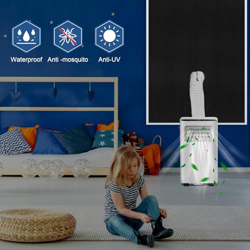 Fensterabdichtung für Mobile Klimageräte, 145 * 100cm Upgrade Fensterabdichtung Klimaanlage Anti-Mücken, Wasserdicht, Windabweisend, Schattierung, Anti -UV, Hot Air Stop Geeignet für Flügelfenster