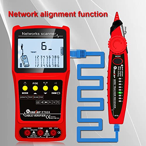 Bulaned Handheld portátil 2 em 1 localizador de cabo de rede multímetro display lcd com luz de fundo