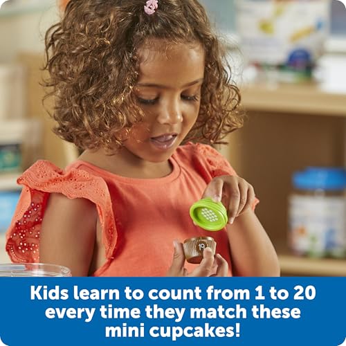 Image of Learning Resources Mini Counting Cupcakes - Birthday Cake, Sensory Toys, Montessori Preschool Activities, Kitchen Play Food Sets for Kids, Fine Motor Games