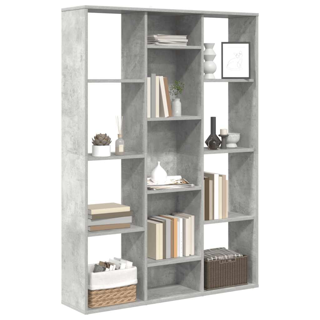 Divisorio/Libreria, Schermo per la Privacy, Pannello Separatore, Supporto per Libri, Libreria, Schedario per Casa e Ufficio, 100×24×140 Cm, Truciolato(Bianco) (Grigio cemento)