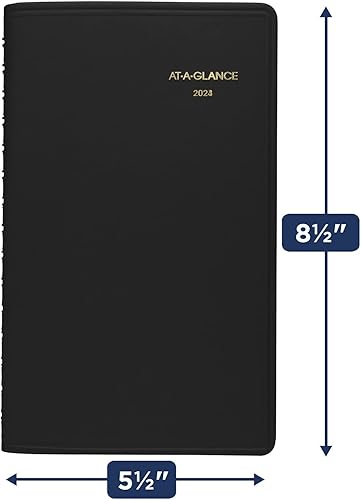 Miniatura 5 de AT-A-GLANCE Agenda semanal de citas 2024, 5 x 8 pulgadas, pequeño, negro (701000524)