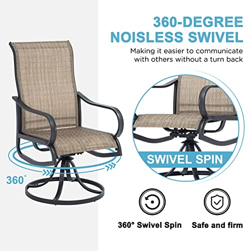 Vonzoy 5 Piece Outdoor Patio Furniture Set With 32" 50000Btu Propane Fire Pit Table, 4 Swivel Rocker Dining Chairs, Textilene Conversation Set - Metal Table #TOP2