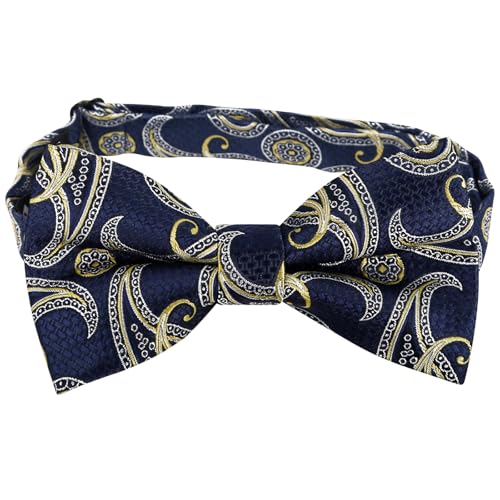 Image of Alizeal Mens 4pcs Vintage Paisley Bow Tie Set | Pre-tied Pocket Square Cufflinks Boutonniere for Wedding Everyday Use
