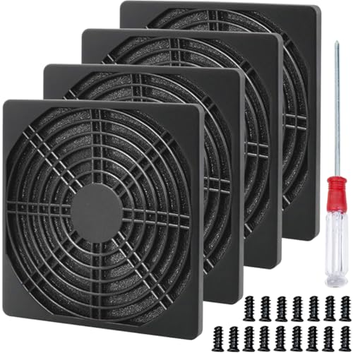 HAAMNING7 Lot 4 filtres ventilateur 120mm, boîtier en maille refroidissement anti poussière pour ventilateur PC filtre carré noir anti poussière, pour...