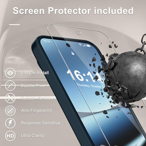 Image of for Google Pixel 10 Pro XL Case, Matte Magnetic Phone Cover [with 1 Screen Protector] [Support for MagSafe] [Shockproof Military Grade Protection] Translucent Frosted Back, Navy Blue
