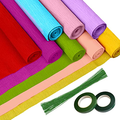 Crepe Paper 8 Rolls Wide Crepe Paper Streamers 10 Inch X 8 Feet Artificial Floral Arrangements Diy Flower Making Kits Green Floral Tape And Wire For Wedding Festival Party Decorations Craft Supplies #TOP14