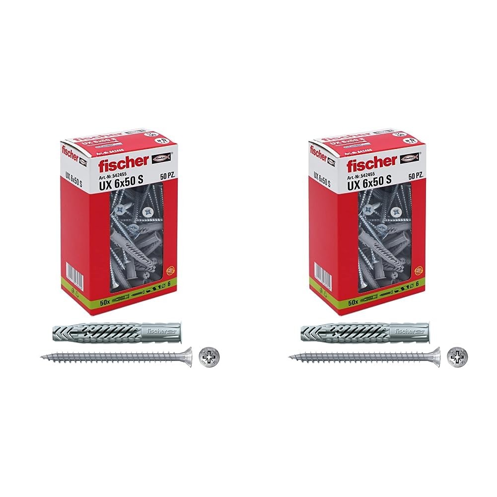 Tasselli Fischer UX Universali 5x30 Con Vite - Per Muro Pieno, Forato E Cartongesso
