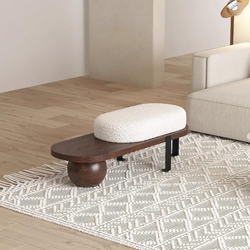 Banco nórdico para zapatos, banco otomano rectangular con patas de madera, taburete tapizado para dormitorio, sala de estar y dormitorio