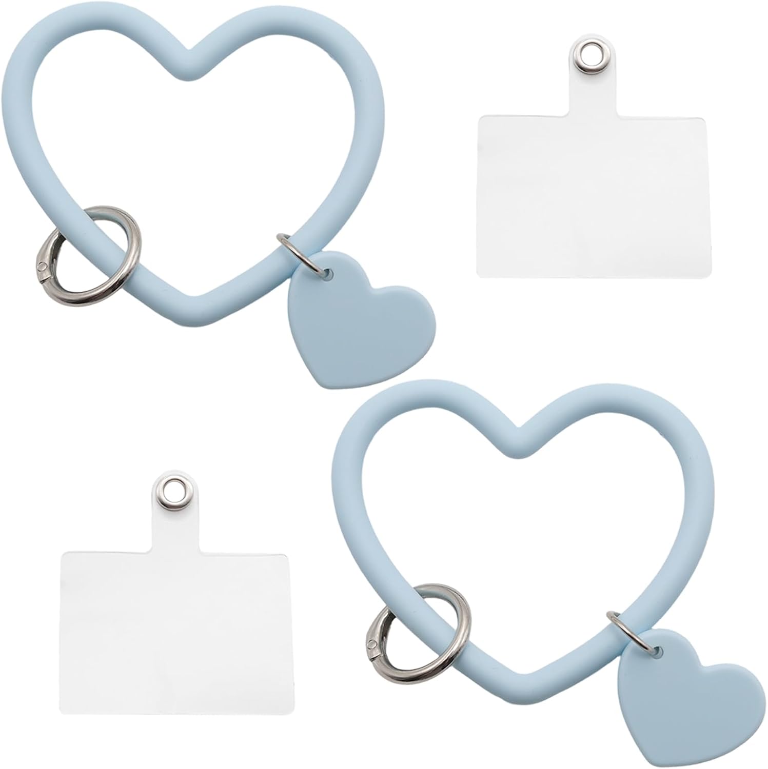 PINE & LINEN 2 Pcs Heart Loop Phone Lanyard,Silicone Wrist Strap Universal Key Chain Holder with Back Patch