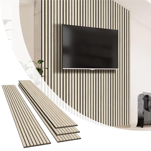 Olanglab Wood Slat Wall Panels 4 Pack, Wooden Acoustic Wall