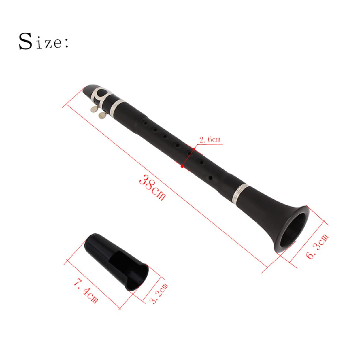 ERINGOGO Pocket Clarinet for Beginners Keyless Mini Clarinet Lightweight Adult Wind Instrument with Smooth Surface for Performance and Practice