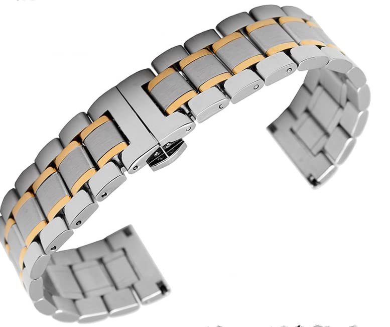 Bracelet de montre en acier inoxydable élégant maillons or argent 17mm