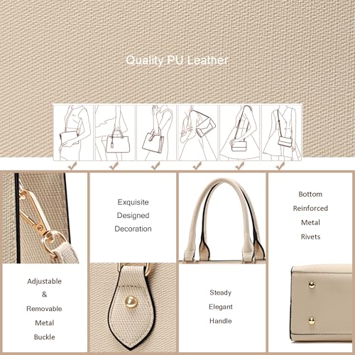Image of CHICAROUSAL Crossbody Purses and Handbags for Women PU Leather Tote Top Handle Satchel Shoulder Bags (BLxw Khaki)