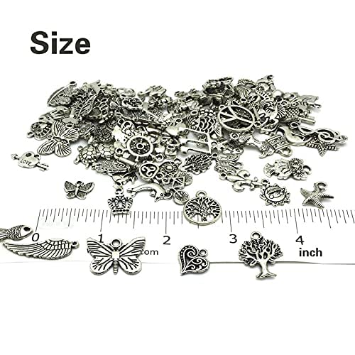 Image of Street27 100 Pieces Wholesale Bulk Lots Jewelry Making Silver Charms Mixed Smooth Tibetan Silver Metal Charms Pendants Animal figures DIY for Necklace Earring Bracelet Keyrings and Crafting