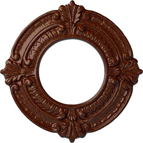 Ekena Millwork CM09BNBMC 9"OD X 4 1/8"ID X 5/8"P Benson Ceiling Medallion Fits Canopies Up to 4 1/8", Burnished Mahogany Crackle