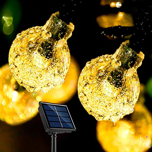Portholic Guirlande Lumineuse Solaire 9.5M 50LED Lumières Solaires Extérieures 8 Modes Contrôle Sensible Intelligent IP44 Etanche pour Jardin, Balcon, Jardin, Arbre, Fête de Noël etc