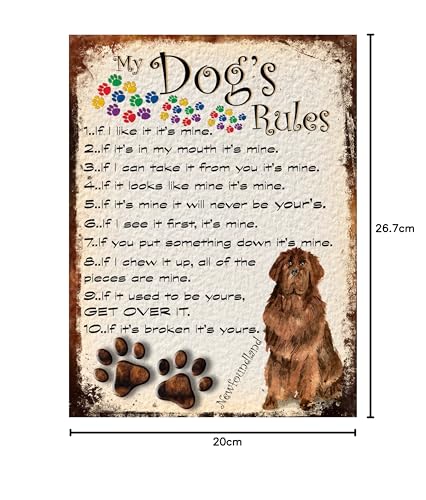 MY DOG'S RULES RETRO STYLE METAL TIN NEWFOUNDLANDER SIGN/PLAQUE THEME 10" X 8" (57DRM), Newfoundland Theme - Image 2