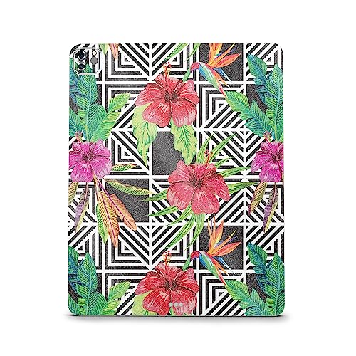 Image of MightySkins Carbon Fiber Skin Compatible with Apple iPad Pro 12.9 inch M2 6th Gen (2022) Full Wrap Kit - Pop Hibiscus | Protective, Durable Textured Carbon Fiber Finish | Easy to Apply | Made in The USA