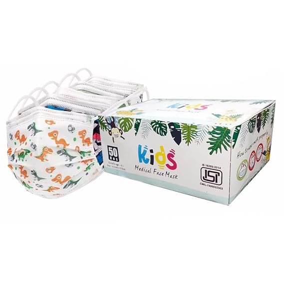 PSI - 3 Ply Non-Sterile Mask | Disposable Surgical Kids mask | Protection for boys and girls Aged 4 to 14 Years (Cartoon Printed, Pack of 50)