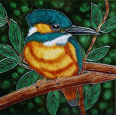 The Noble Kingfisher Bird a Benaya ceramic art tile coasters as if they are alive with detail bold colours a perfect decorative wall tile gift purchase