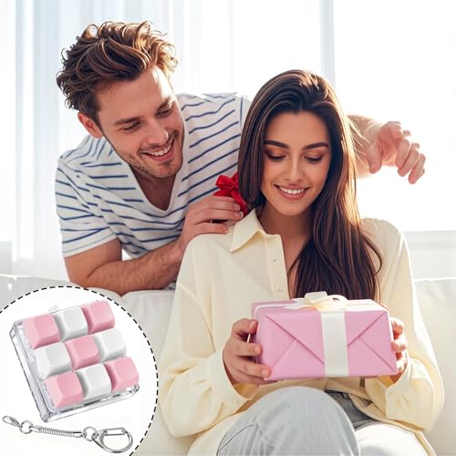 Image of Keyboard Fidget Toy, Four Key Mechanical Style Keychain with Snake Chain, Stress Relief Gadget for Office Workers and Students, Portable Anxiety Relief Tool for Commuting and Gaming