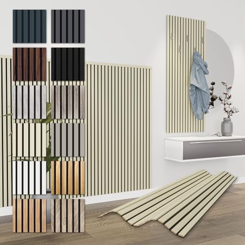 HEXIM Paneles Acústicos 138,5x60cm - Pared de Lamas Flexible Madera MDF Paneles de Pared Revestimiento de Lamas Revestimiento Mural Decoración (1 panel / 0,83 m² Palomino - APH01)