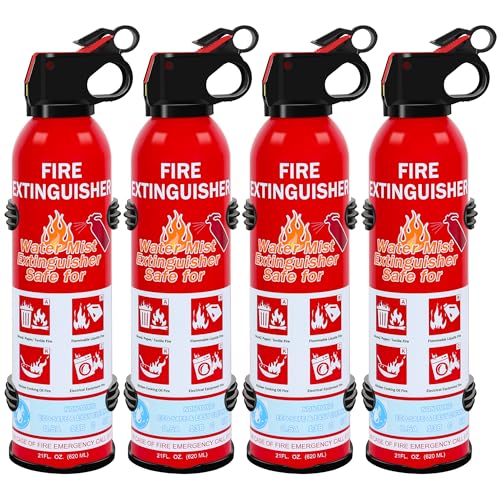 4 Pack Fire Extinguisher for Home, Kitchen, Car, and Grill,Ompact Water-Based A, B, C, K Extinguisher with Portable Non-Toxic Prevent Re-Ignition Easy Clean