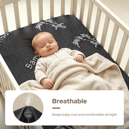 Image of BEDLORE Waterproof Crib Mattress Protector 2 Pack, Ultra Soft Bamboo Viscose Crib Mattress Pad Cover, Noiseless Toddler Mattress Protector for Standard Baby Mattress Size 52''x28'', Dark Gray