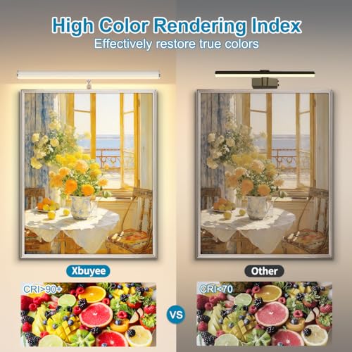 Image of Plug in LED Picture Lights for Paintings Brushed Nickel Finish | 16inch 3000K Adjustable Art Light Gallery LED Wall Light Wall Sconces for Display Art Work, 6W CRI90+, ETL Listed