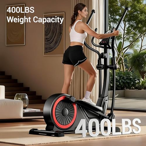 Image of Elliptical Exercise Machine with 15.5 inch Stride & Heart Rate Grips, Silent Magnetic Elliptical Trainer for Home with 16 Levels Resistance and LCD Monitor,400 LBS Weight Capacity