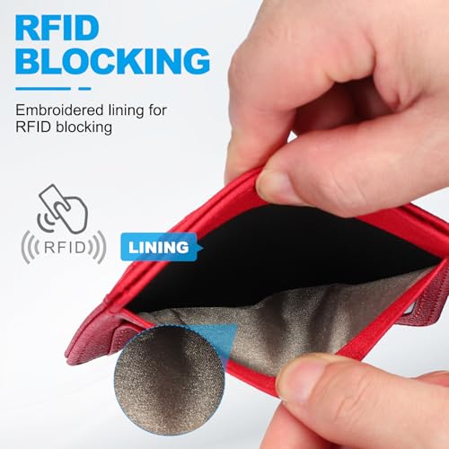 PATIKIL Minimalist Slim Wallet, 2 Pcs Leather Front Pocket Credit Card Holder with ID Window for Business Men & Women, Dark Blue3