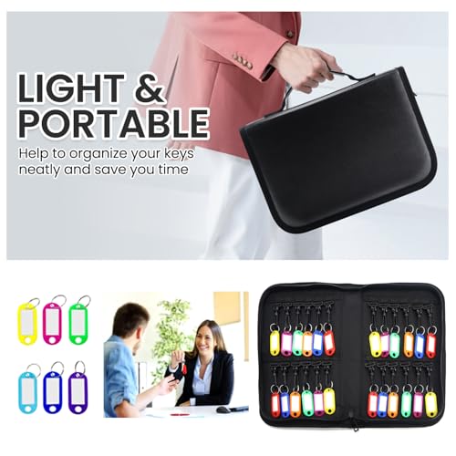 Quctak Organizador de chaves com fichário de chave com 24 ganchos, estojo portátil para chaves ou ex