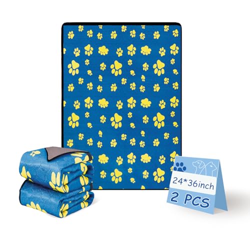 Image of Washable Pee Pads for Dogs 24x36 Inch (2 Pack) - Thick Heavy Absorbent Reusable Pet Training Pads, Leakage & Non-Slip for Puppy Playpen /Crate /Potty, Spliceable, Machine Washable, Blue