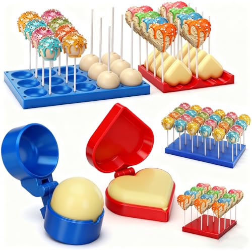 Yiyiring 2 Pack Round and Heart Cake Pop Mold Press