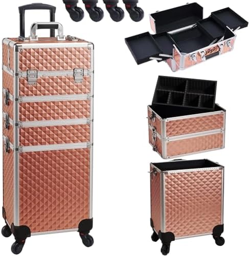 Trolley Maquillage 4 En 1 Bakaji Professionnel Avec Roues - Beauty Case Esthéticienne Portable