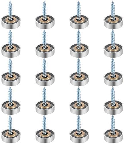 Xinzistar 20 Sets Mirror Screws with Chrome Caps 16Mm Shower Screw Caps Chrome Decorative Cap Covers Brushed Mirror Nails Polished Stainless Steel Mirror Screws Cap Nail with Washers
