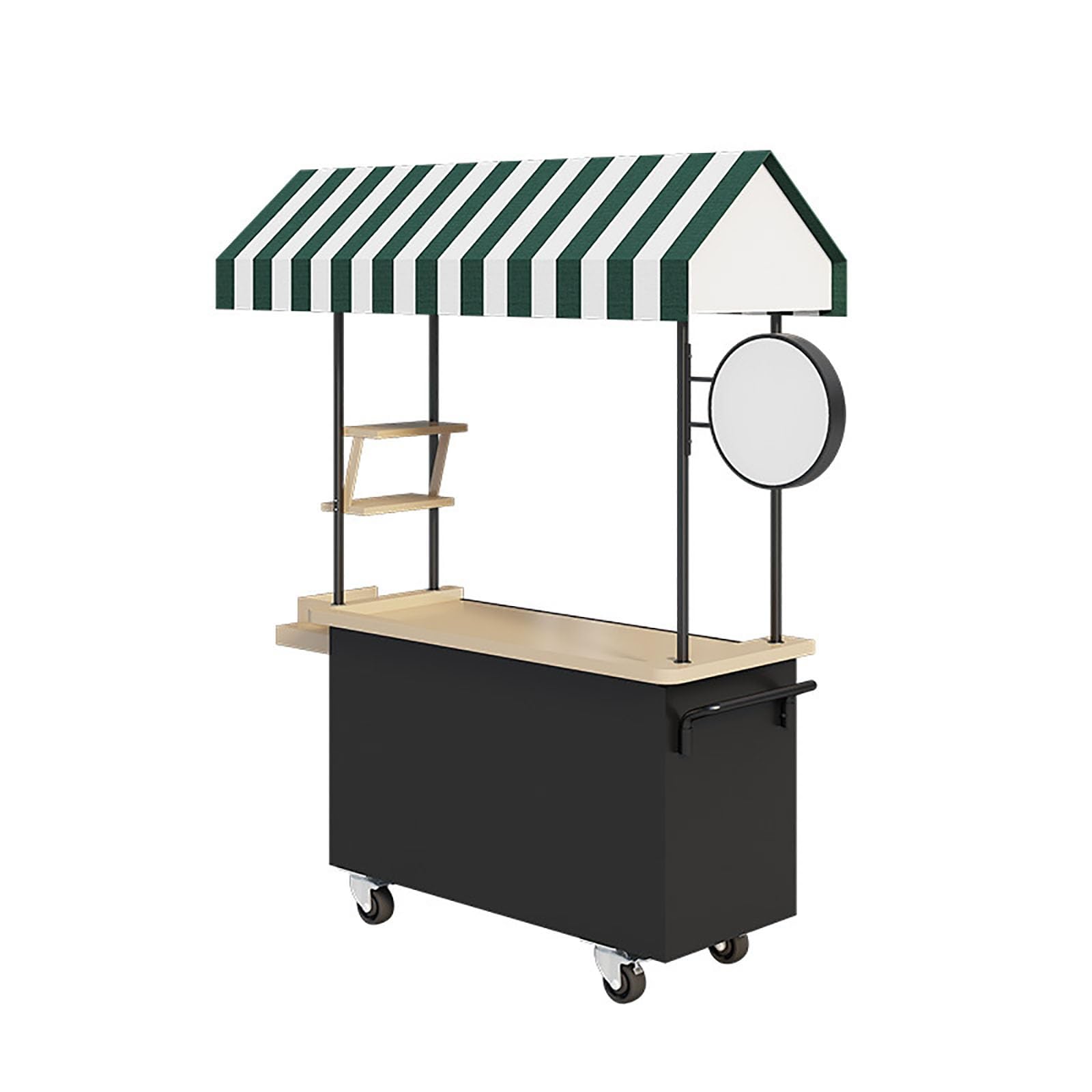 Móvil de Venta Ambulante de Comida Puesto de Comida con Toldo con Ruedas Freno para Tiendas Minoristas en Calles Centros Comerciales y Mercados.(Green,130 * 60 * 200)