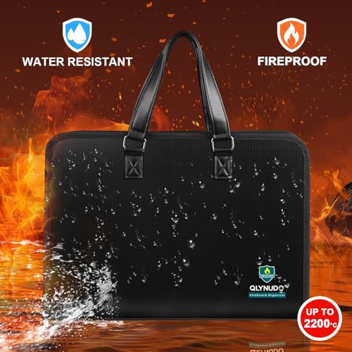 Pasta organizadora de documentos importante, portátil, à prova de fogo, com trava para tamanho A4, p