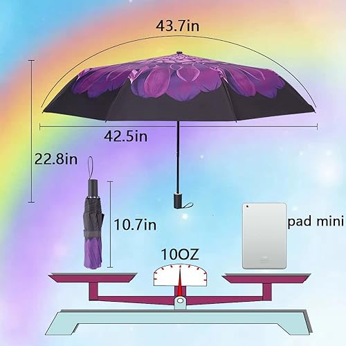 Miniatura 3 de Goothdurs Sombrilla compacta para el sol y la lluvia, pequeña y ligera, resistente al viento, impermeable, plegable, para hombres y mujeres