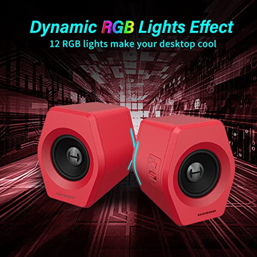 Image of Edifier G2000 32W PC Gaming Computer Speakers for Laptop Mac Desktop Computer Woofer Speakers Bluetooth USB 3.5mm AUX Inputs RGB Lights Multimedia Speakers Red