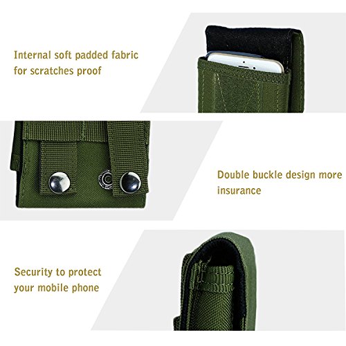 Huijukon Molle Tactical Phone Pouch Large Smartphone Pouch Belt Holster Case For Iphone 11 Xs Iphone 11 Xs Pro Galaxy S10 Galaxy S10 Plus Note 10 (Army Green) #TOP4