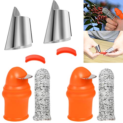 OFNMY 2-Pack Garden Silicone Thumb Knife Vegetable Picker Separator Finger Knife with 2pcs