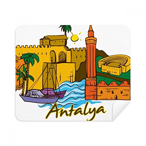 Chiffon de nettoyage pour écran et lunettes en tissu suède motif Turquie Antalya 2 pièces