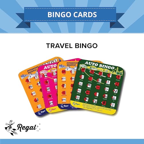 regal games finger-tip shutter bingo cards with sliding windows - interstate bingo amp auto bingo game - assorted colors travel bingo game set kids - reusable no chips amp daubers needed - 4 packs