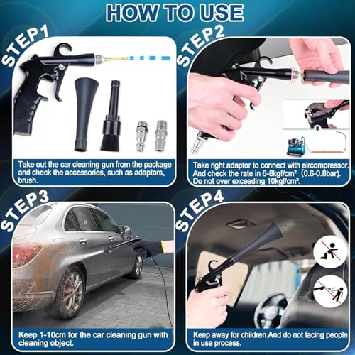 Souffleur d'air de voiture avec brosse de detailing auto